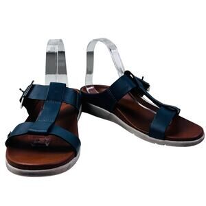 Strive Santorini Comfy Supportive Blue Leather Buckle Sandals Women's Size 8